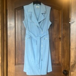 Calvin Klein smart zipper details belted sleeveless dress